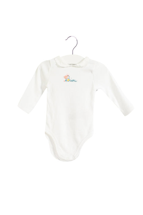 A White Long Sleeve Bodysuits from Cyrillus in size 0-3M for girl. (Front View)