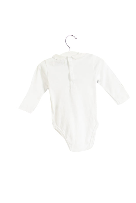 A White Long Sleeve Bodysuits from Cyrillus in size 0-3M for girl. (Front View)
