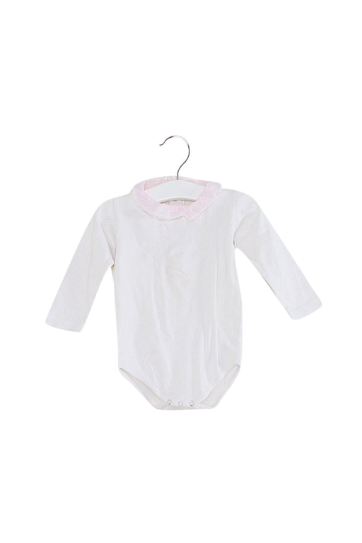 A White Long Sleeve Bodysuits from Purete du... Bebe in size 6-12M for girl. (Front View)