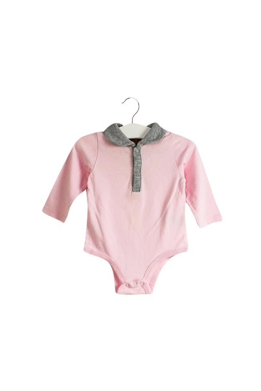 A Pink Long Sleeve Bodysuits from 7 For All Mankind in size 3-6M for girl. (Front View)