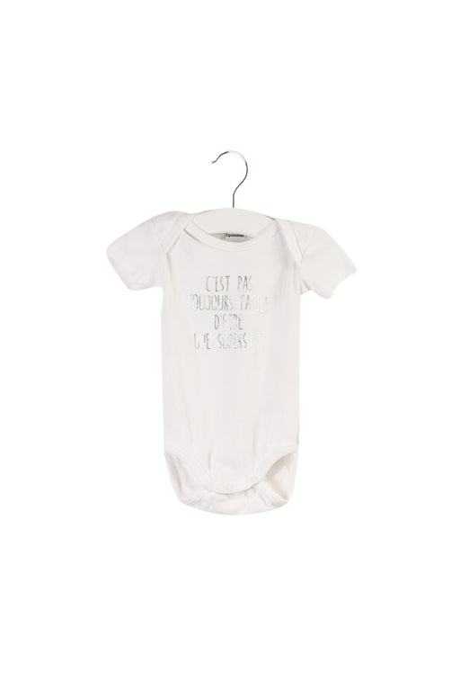 A White Short Sleeve Bodysuits from 3Pommes in size 0-3M for girl. (Front View)