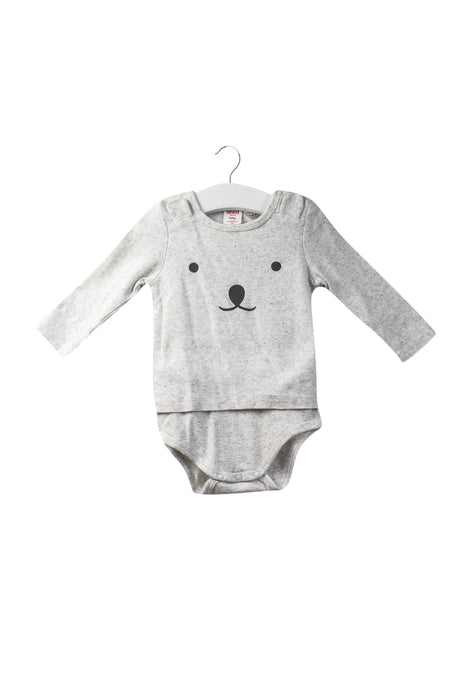 A Grey Long Sleeve Bodysuits from Seed in size 3-6M for girl. (Front View)