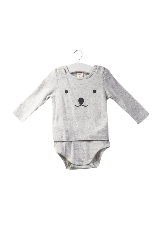 A Grey Long Sleeve Bodysuits from Seed in size 3-6M for girl. (Front View)