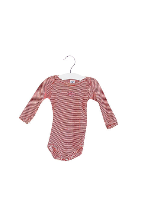 A Red Long Sleeve Bodysuits from Petit Bateau in size 6-12M for girl. (Front View)