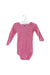 A Pink Long Sleeve Bodysuits from Petit Bateau in size 6-12M for girl. (Front View)