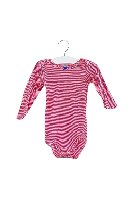 A Pink Long Sleeve Bodysuits from Petit Bateau in size 6-12M for girl. (Front View)