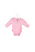 A Pink Long Sleeve Bodysuits from Jojo Maman Bébé in size 0-3M for girl. (Front View)