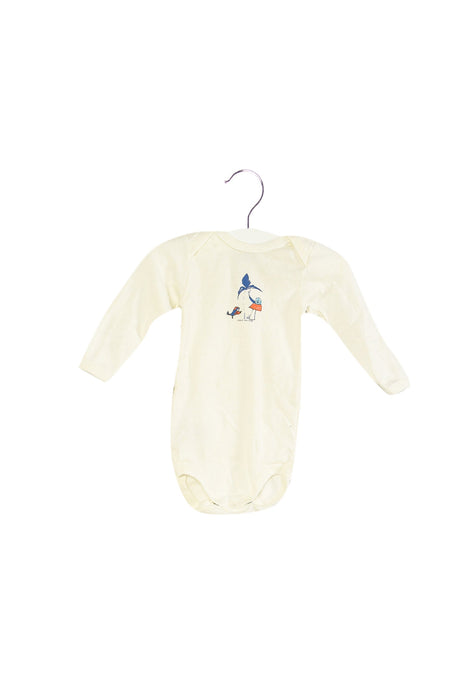 A White Long Sleeve Bodysuits from Petit Bateau in size 3-6M for girl. (Front View)