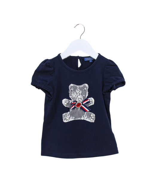 A Navy Short Sleeve T Shirts from Nicholas & Bears in size 2T for girl. (Front View)