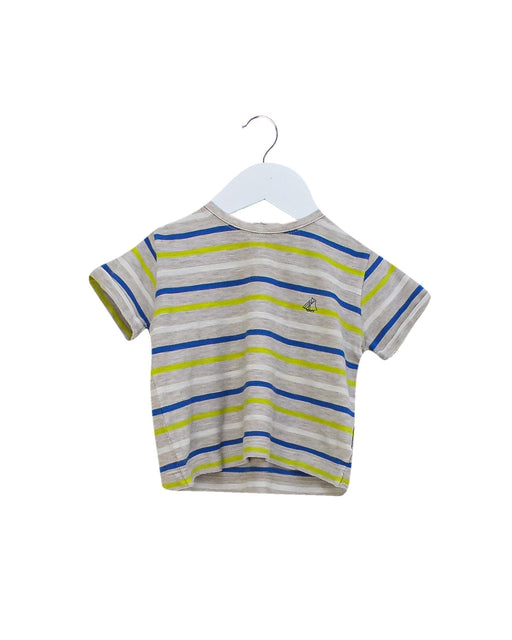 A Grey Short Sleeve T Shirts from Petit Bateau in size 6-12M for boy. (Front View)