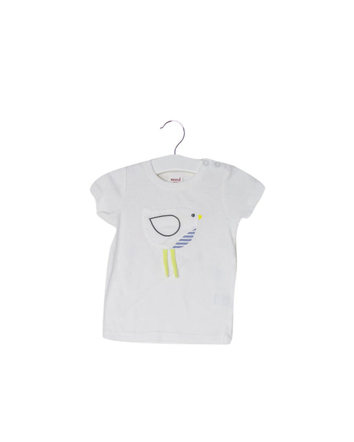 A White Short Sleeve T Shirts from Seed in size 3-6M for girl. (Front View)