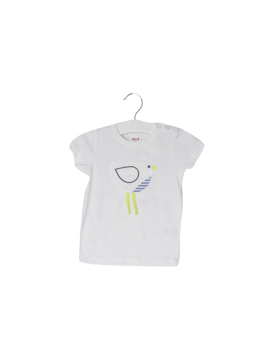 A White Short Sleeve T Shirts from Seed in size 3-6M for girl. (Front View)