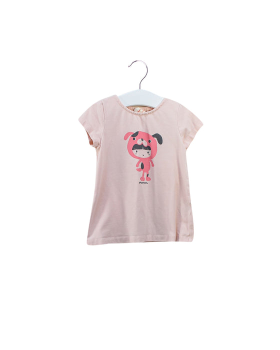 A Pink Short Sleeve T Shirts from Momonittu in size 2T for girl. (Front View)