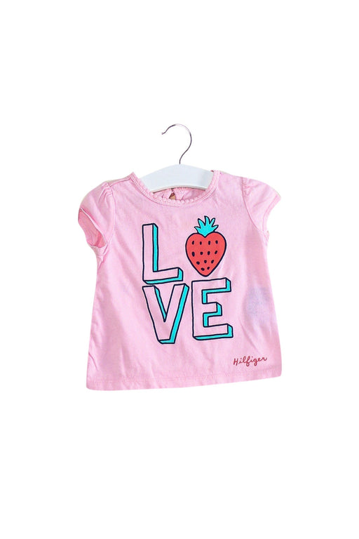 A Pink Short Sleeve T Shirts from Tommy Hilfiger in size 6-12M for girl. (Front View)