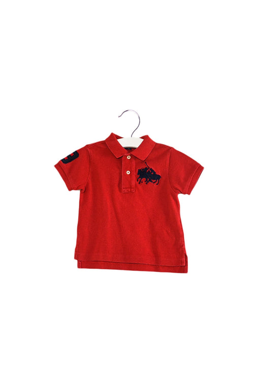 A Red Short Sleeve Polos from Polo Ralph Lauren in size 6-12M for boy. (Front View)