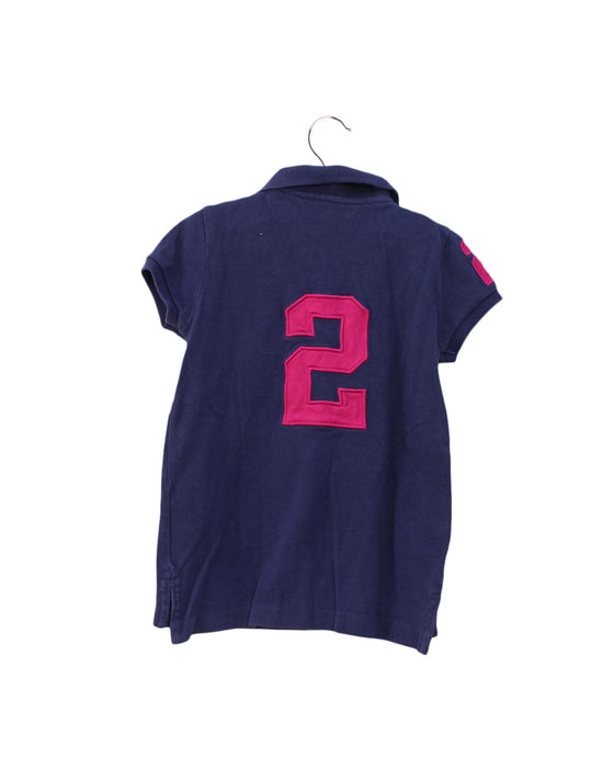 A Navy Short Sleeve Polos from Ralph Lauren in size 5T for girl. (Back View)