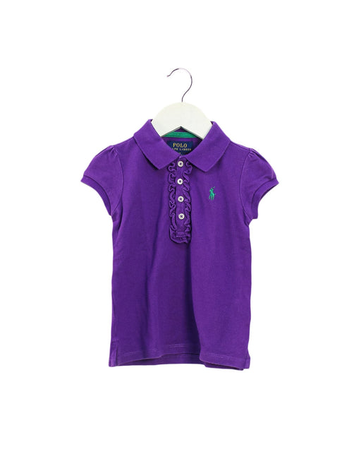 A Purple Short Sleeve Polos from Polo Ralph Lauren in size 3T for girl. (Front View)