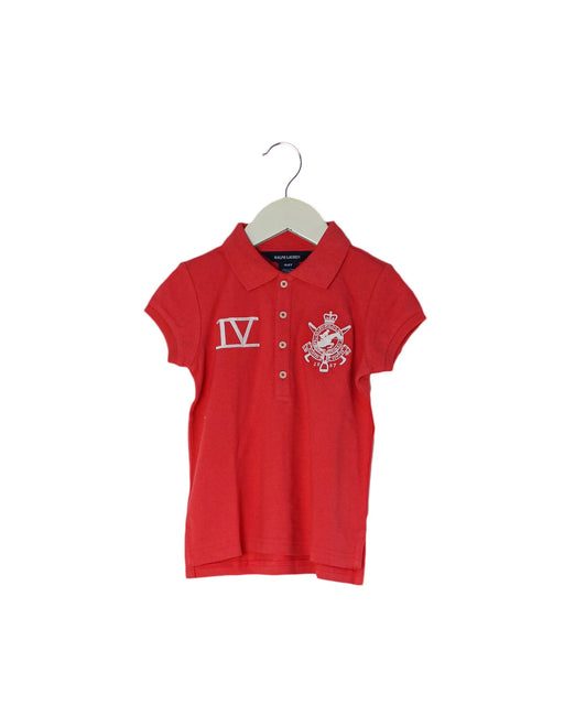 A Pink Short Sleeve Polos from Ralph Lauren in size 4T for girl. (Front View)