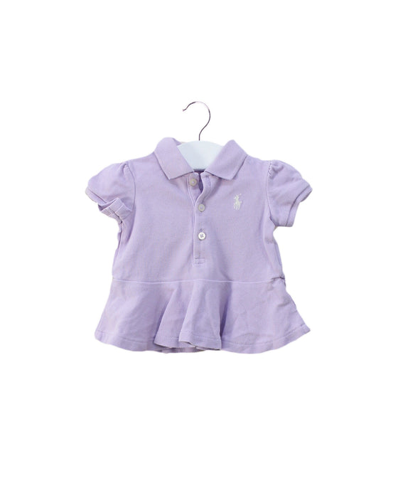 A Purple Short Sleeve Polos from Ralph Lauren in size 0-3M for girl. (Front View)