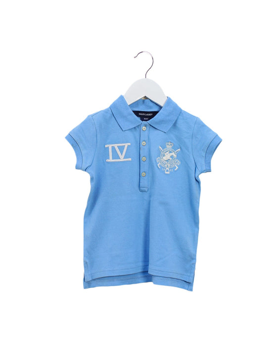 A Blue Short Sleeve Polos from Ralph Lauren in size 4T for girl. (Front View)