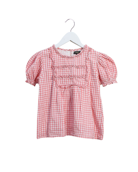 A Pink Short Sleeve Tops from Velveteen in size 10Y for girl. (Front View)