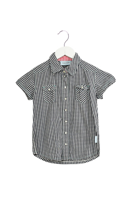 A Navy Short Sleeve Tops from Mini A Ture in size 4T for girl. (Front View)