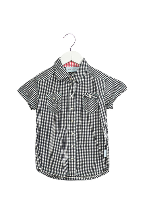 A Navy Short Sleeve Tops from Mini A Ture in size 4T for girl. (Front View)