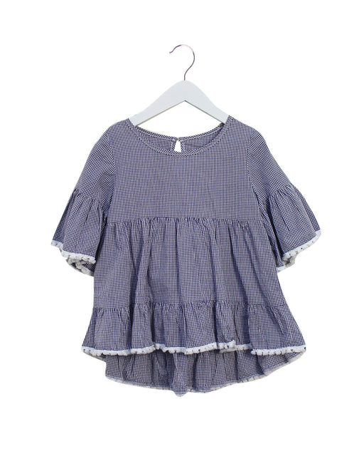 A Navy Short Sleeve Tops from Balloon Chic in size 6T for girl. (Front View)