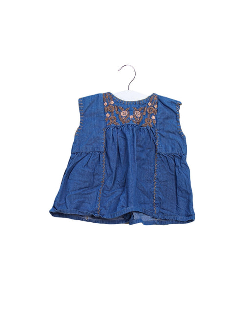 A Blue Sleeveless Tops from Velveteen in size 0-3M for girl. (Front View)
