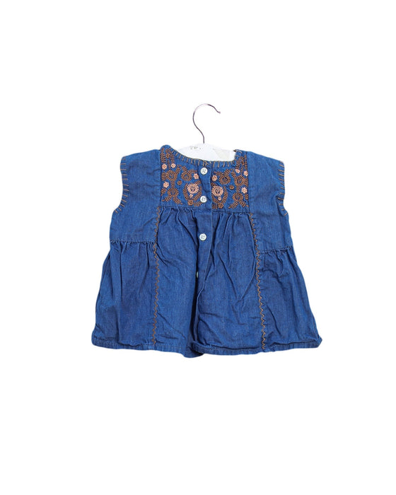 A Blue Sleeveless Tops from Velveteen in size 0-3M for girl. (Back View)