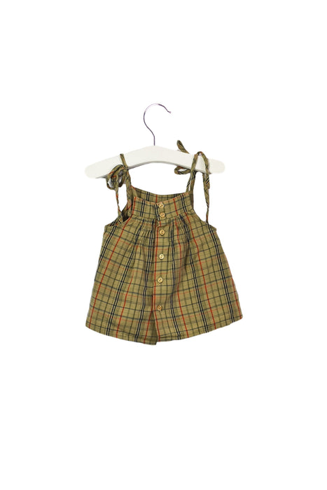 A Brown Sleeveless Tops from Velveteen in size 3-6M for girl. (Back View)