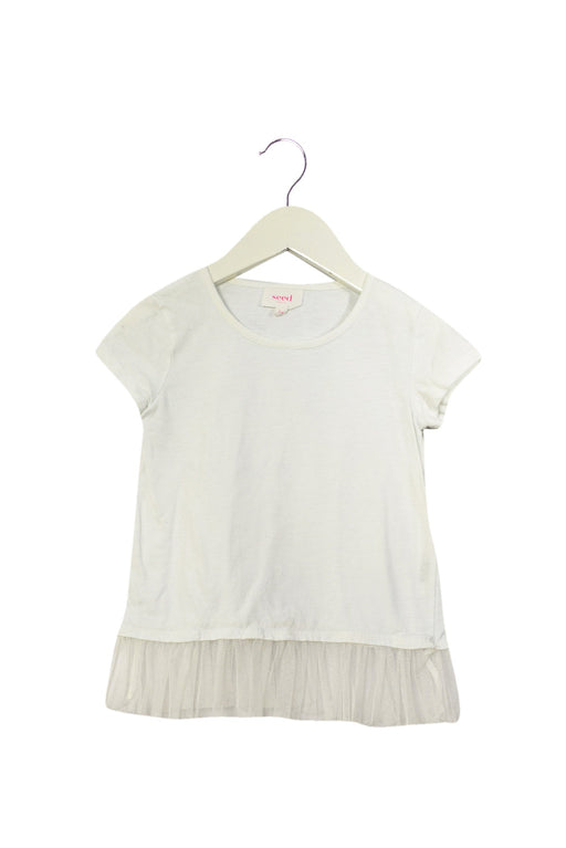 A White Short Sleeve Tops from Seed in size 3T for girl. (Front View)