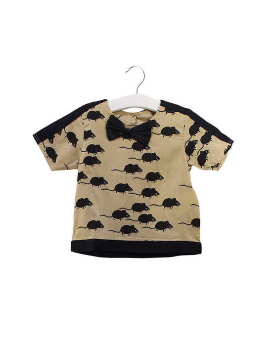 A Beige Short Sleeve Tops from Mini Rodini in size 3T for girl. (Front View)