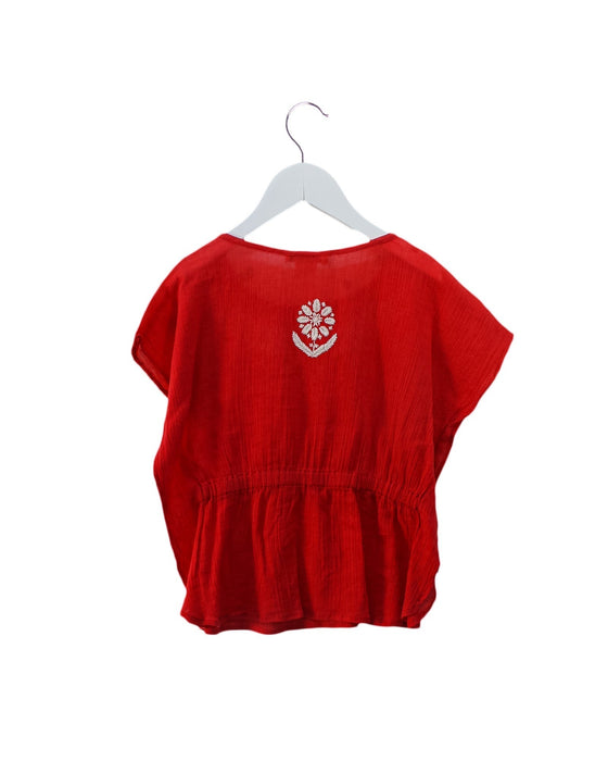 A Red Short Sleeve Tops from Sunchild in size 4T for girl. (Front View)