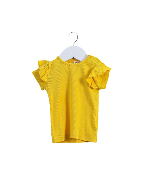 A Yellow Short Sleeve Tops from Seed in size 3-6M for girl. (Front View)
