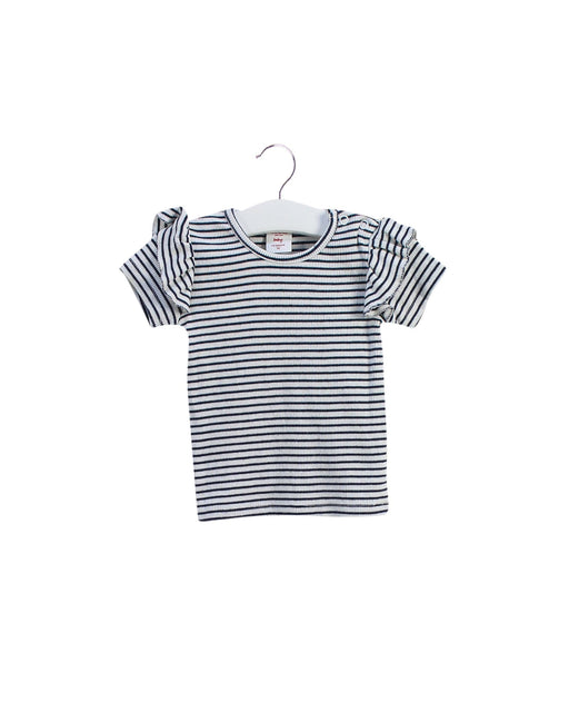 A Navy Short Sleeve Tops from Seed in size 3-6M for girl. (Front View)