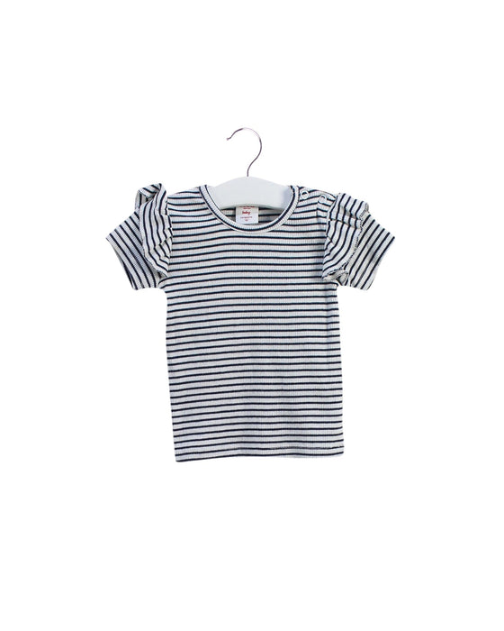 A Navy Short Sleeve Tops from Seed in size 3-6M for girl. (Front View)