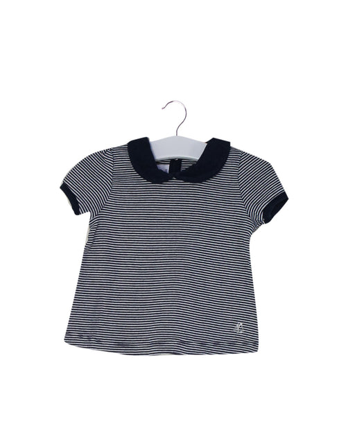 A Navy Short Sleeve Tops from Petit Bateau in size 3-6M for girl. (Front View)