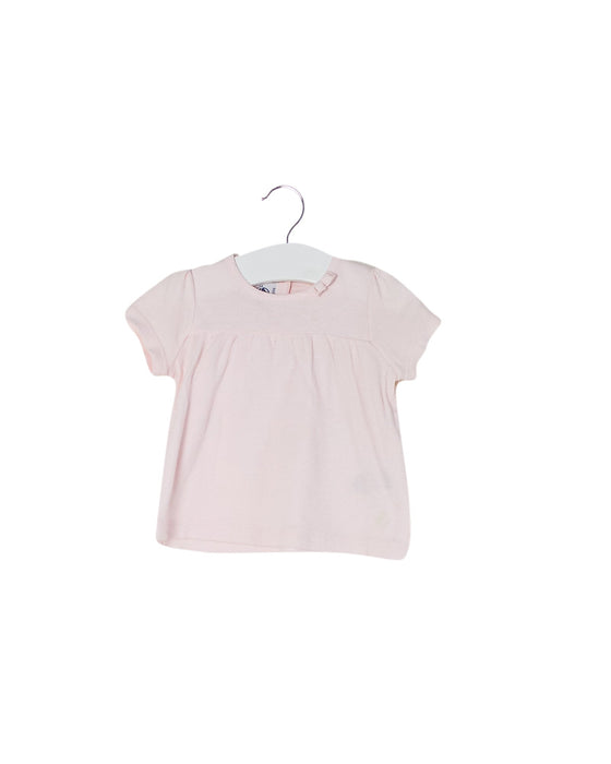 A Pink Short Sleeve Tops from Petit Bateau in size 3-6M for girl. (Front View)