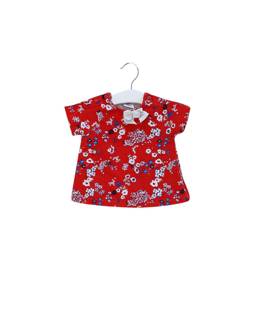 A Red Short Sleeve Tops from Petit Bateau in size 3-6M for girl. (Front View)