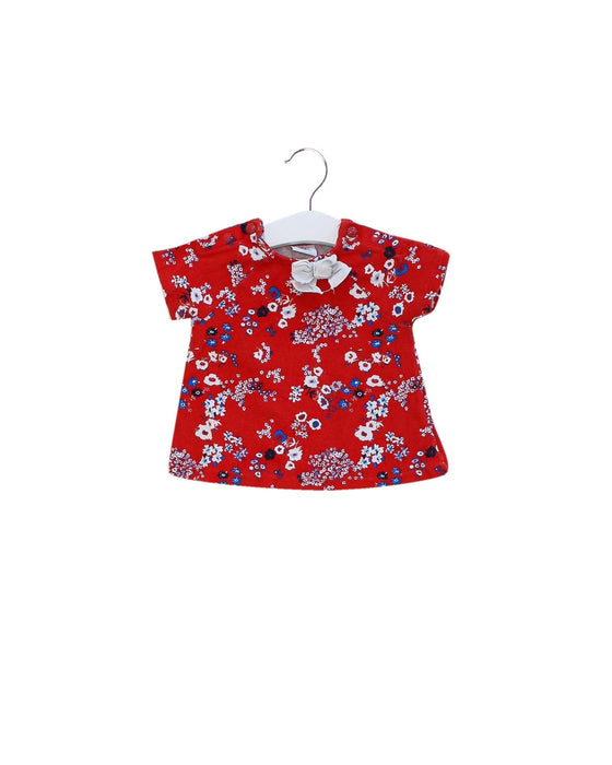 A Red Short Sleeve Tops from Petit Bateau in size 3-6M for girl. (Front View)