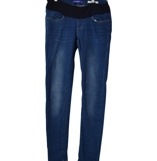 A Blue Jeans from Seraphine in size S for maternity. (Front View)
