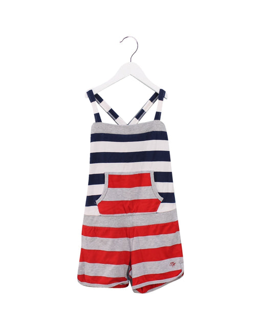 A Navy Overall Shorts from Tommy Hilfiger in size 3T for girl. (Front View)
