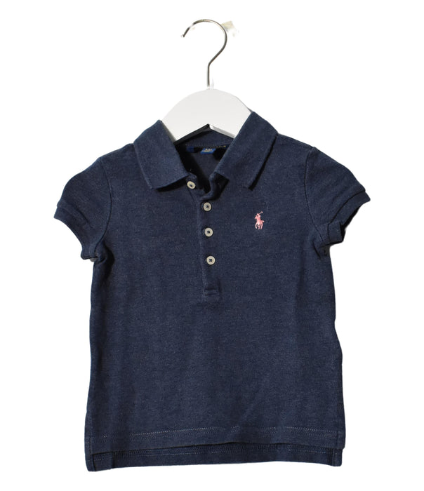 A Blue Short Sleeve Polos from Polo Ralph Lauren in size 3T for girl. (Front View)