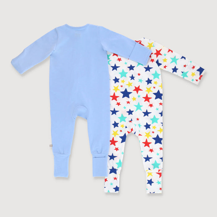 Little Explorer Baby Zippy Jumpsuits 2 Pc Bundle (Blue)