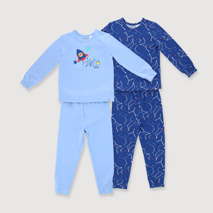 Little Explorer Toddler Jammies Pyjamas 4 Pc Bundle Set (Blue)