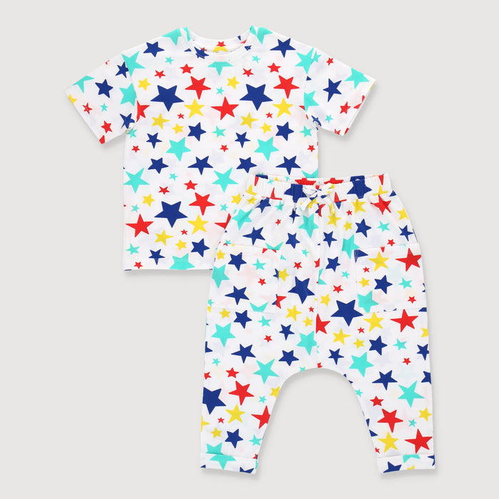 Little Explorer Toddler Boy T-shirt & 3/4 Bottom Set (Rainbow Stars)