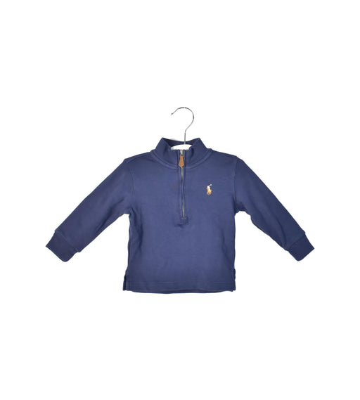 A Navy Zippered Sweatshirts from Ralph Lauren in size 6-12M for boy. (Front View)