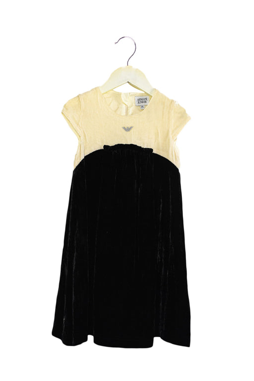 A Black Short Sleeve Dresses from Armani in size 6T for girl. (Front View)
