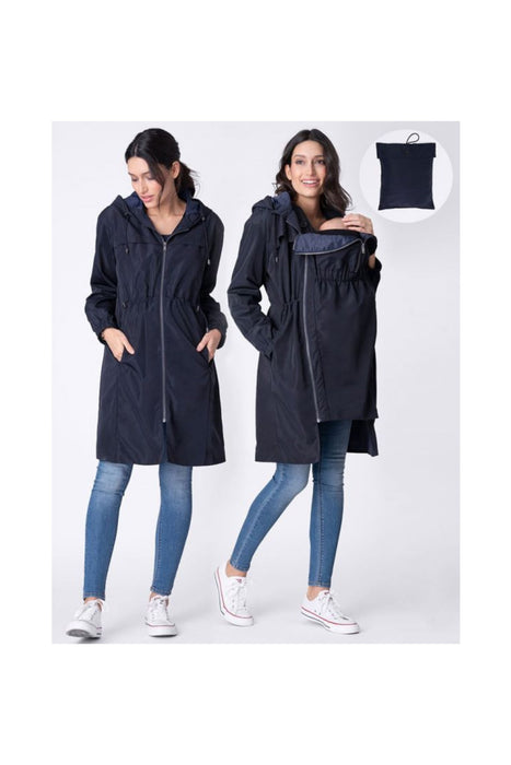 Seraphine Navy Maternity 3 in 1 Rain Resistant Pack-Away Jacket L (US 12) at Retykle Singapore